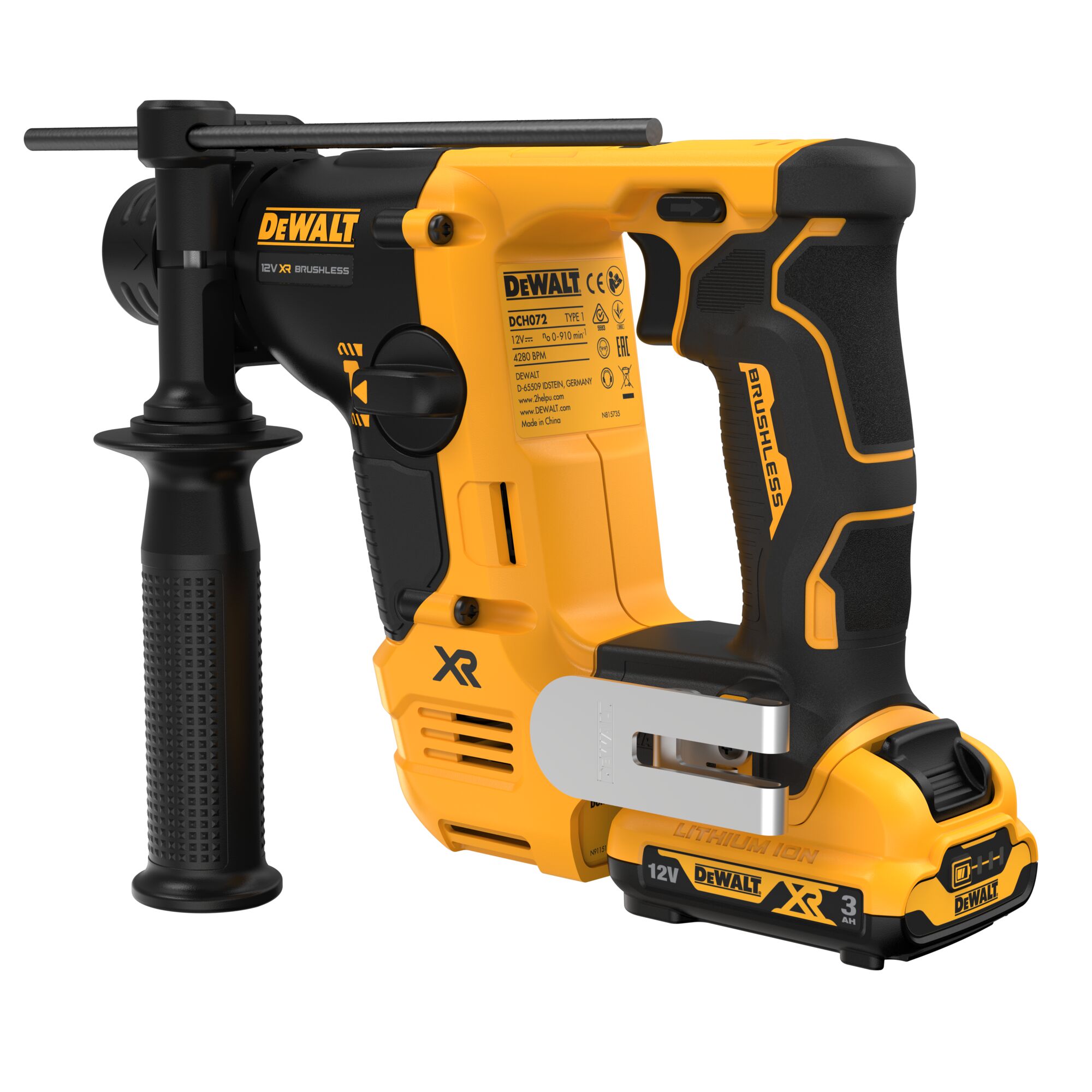 12V MAX Brushless 2-Mode 14mm SDS-Plus Cordless Hammer (3Ah Batteries)