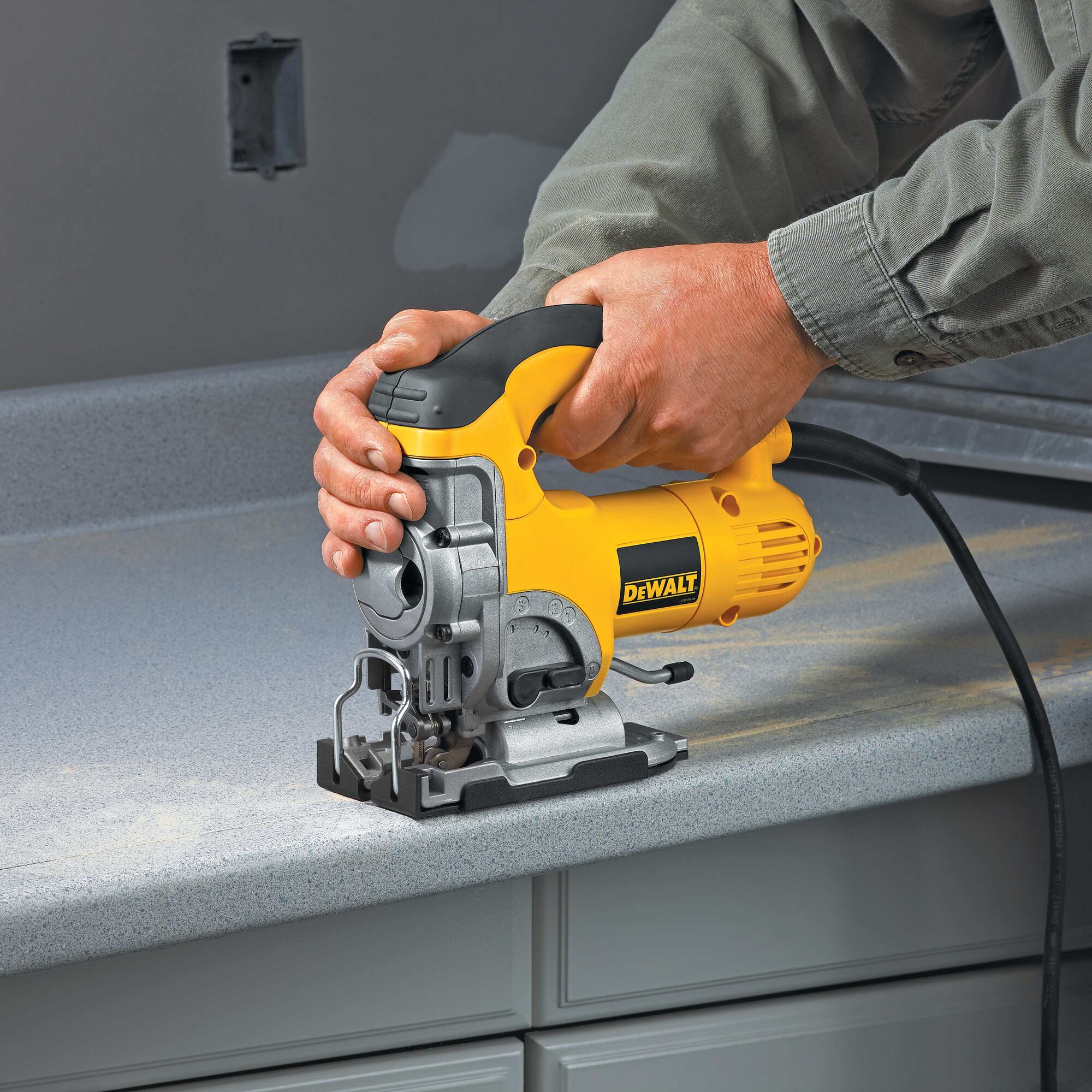 Jig Saw Kit in action on a steel counter.