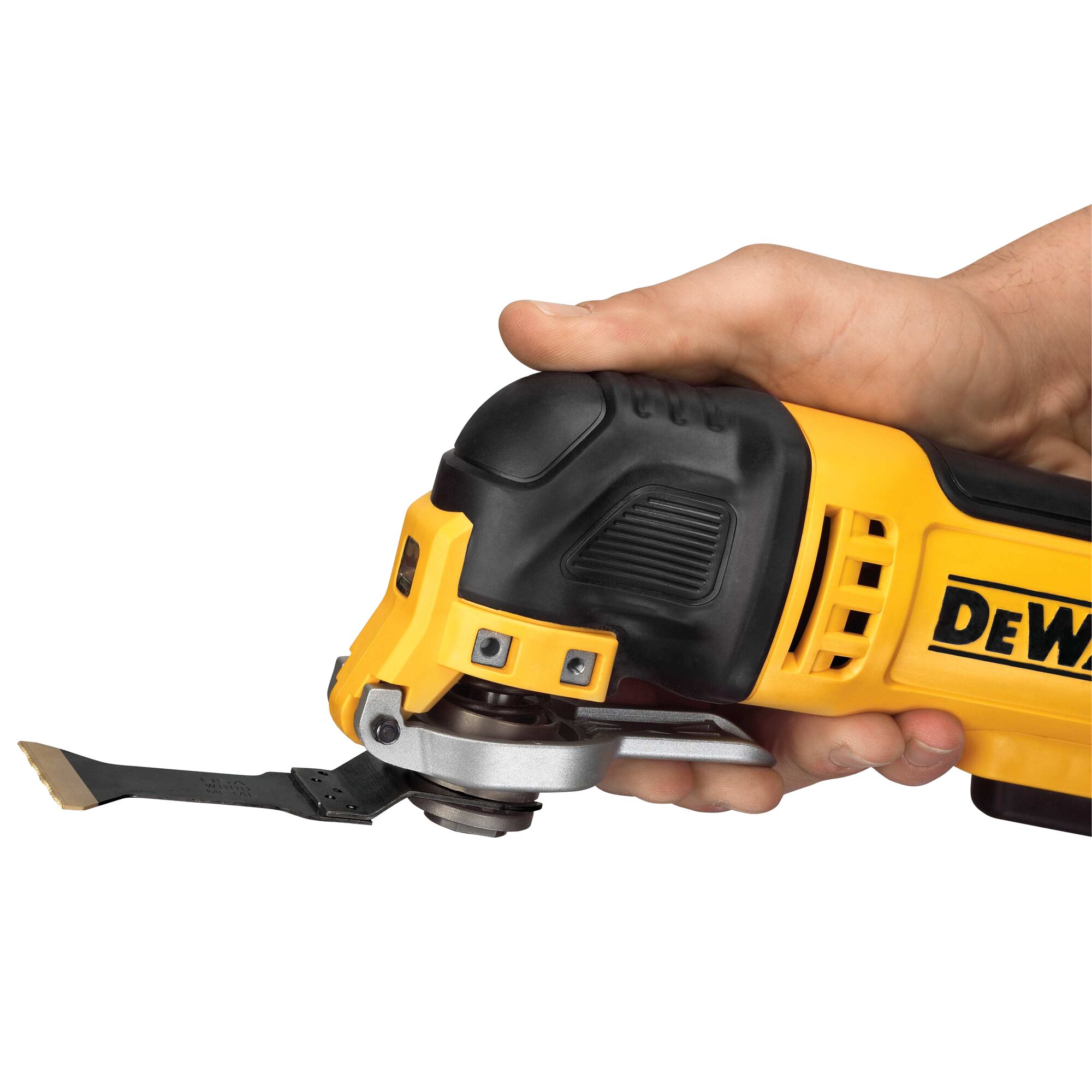 Quick change feature of oscillating multi tool kit.